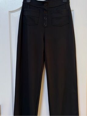 HALARA Black Wide-Leg Button-Front Pants